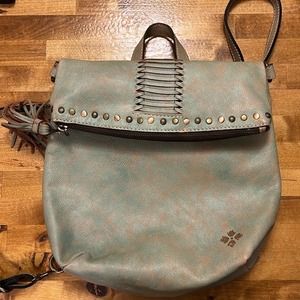 RARE, Like New, Patricia Nash, Leather Backpack with Sage Green Weathering.